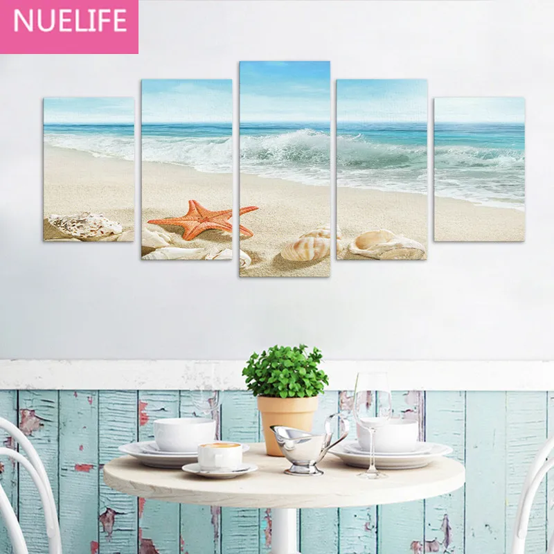 5 Pcs Balneaire Plage Motif Decoratif Peinture Murale Salon