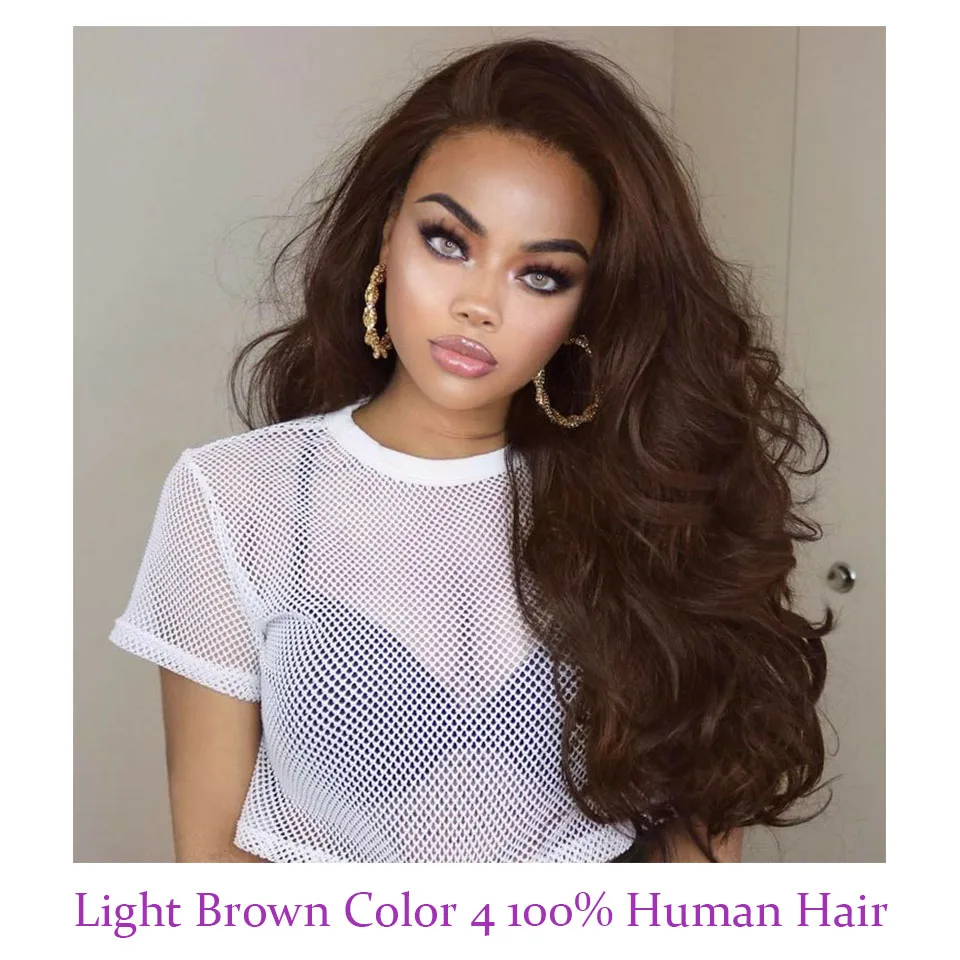 Shining Star Colored 4 Peruvian Hair Bundles With Closure Straight Light Brown Bundles With Closure Human Hair Weaves Non Remy