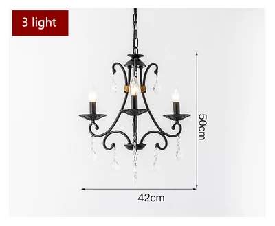 Американская люстра в стиле кантри садовые лампы из ковкой стали Ретро освещение в аудитории креативная спальня гостиная хрустальные люстры - Цвет абажура: 3 light