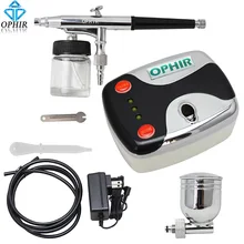 OPHIR 0,3 мм Аэрограф Комплект с блоком питания постоянного тока 12 V черный Мини Воздушный компрессор для ремесло и творчество Краски/Торт украшения тела Краски ing_AC002B+ AC005