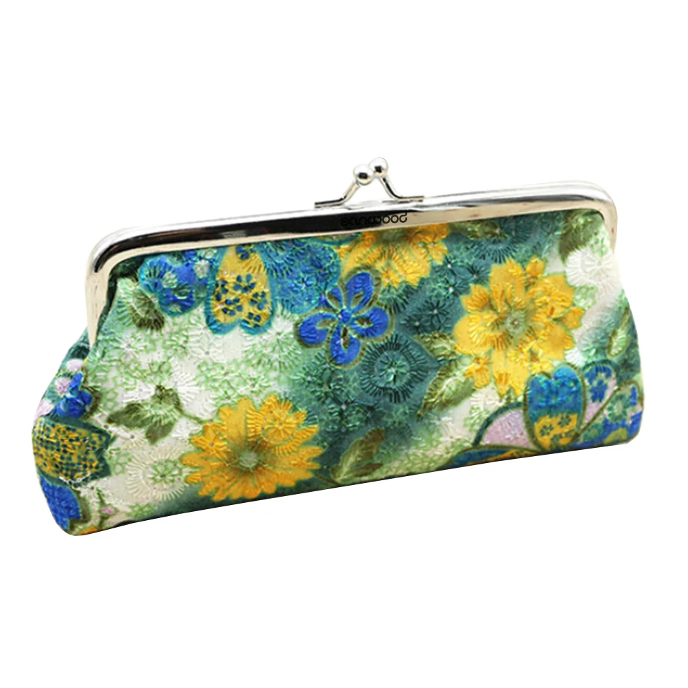 New Women's Coin Purse Cotton Embroidery Flower Handbag Hasp Pouch Wallet Money Bag Carteira кошелек женский bolsa feminina 5