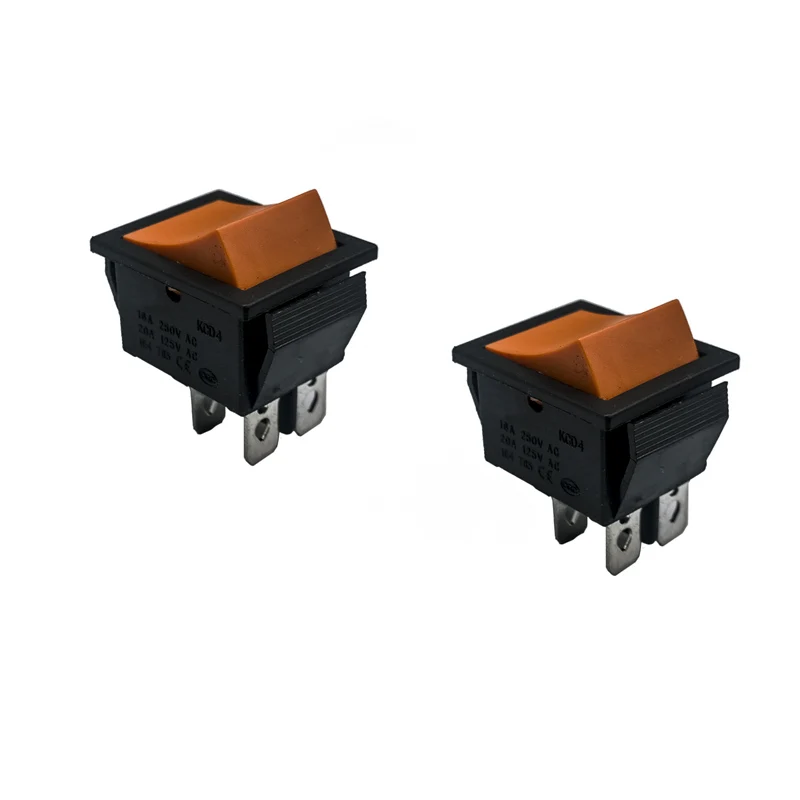 

2pcs/lot 31*25mm 4PIN DPST Position Snap Boat Rocker Switch Snap-in 16A 250V Copper feet