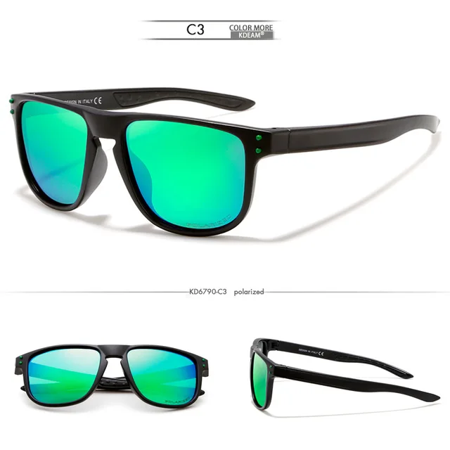 KDEAM прочные легкие поляризованные солнцезащитные очки универсальный размер солнцезащитные очки мужские покрытие линзы минимизируют блики жесткий чехол в комплекте - Цвет линз: C3