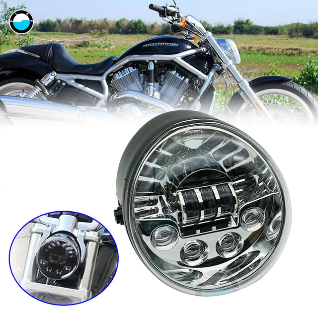 Accessories For Harley V ROD Motorcycle LED HEADLIGHT Aluminum Black