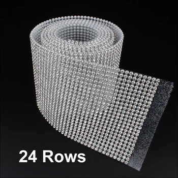 

Rushed Real 24 Rows Ss8 Rhinestone Chaincrystal Silver Chain Shining Glue Base Length 120cm For Garment Bags Free Shipping