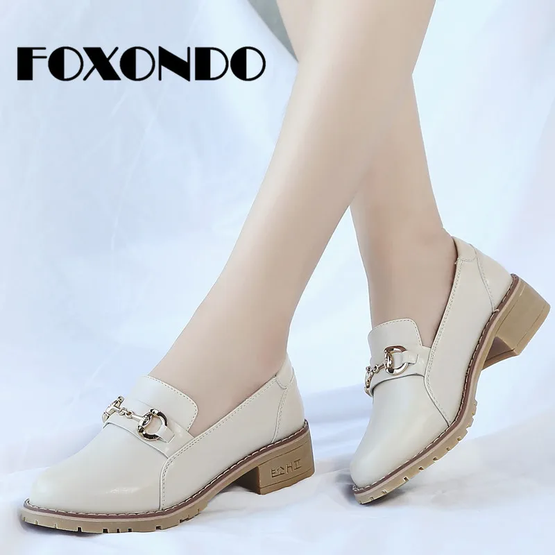 FOXONDO/2019 г. новые осенние туфли на плоской платформе женские туфли-оксфорды из
