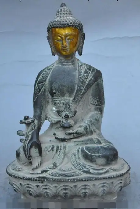 

S01707 8"old tibet fane bronze gilt Joss sakyamuni Shakyamuni Medicine Buddha statue (B0328)