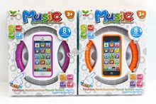 English Box Phone Learning Machine Toy / Cartoon Wheel Music Machine Orange And Purple