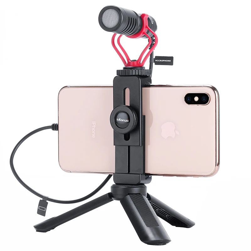 

Ulanzi ST-02L Quick Release Phone Tripod Mount With Cold Shoe Metal Cell Phone Bracket Holder Clip Clamp for Smart Phones