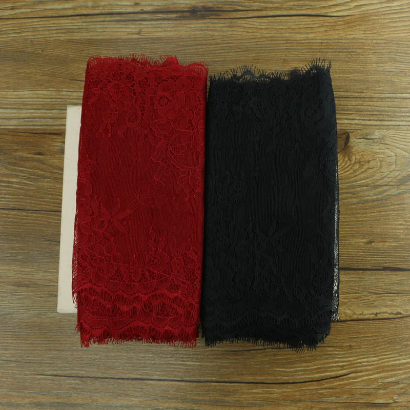 3 ярда ресниц кружева цветок черный красный кружевной ткани ручной работы DIY аксессуары для одежды