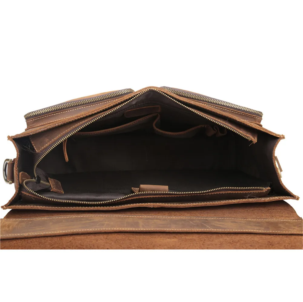 Мужской портфель из натуральной кожи, 15,6 дюймов, для ноутбука, Бизнес Портфель, ручная сумка, Ретро стиль, Crazy Horse, мужская сумка через плечо, мужская сумка