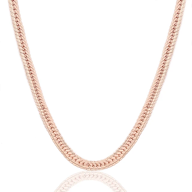 New 3mm Herringbone Snake Chain Man Woman Rose Gold Color Filled