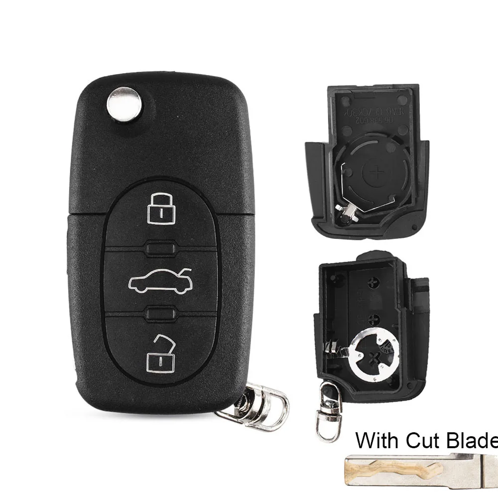 KEYYOU резки копия лезвие 2/3/4 кнопки складной дистанционный ключ для автомобиля в виде ракушки Флип брелок для Audi A2 A3 A4 A6 A8 TT CR2032 Fob пустой чехол - Количество кнопок: Model 2