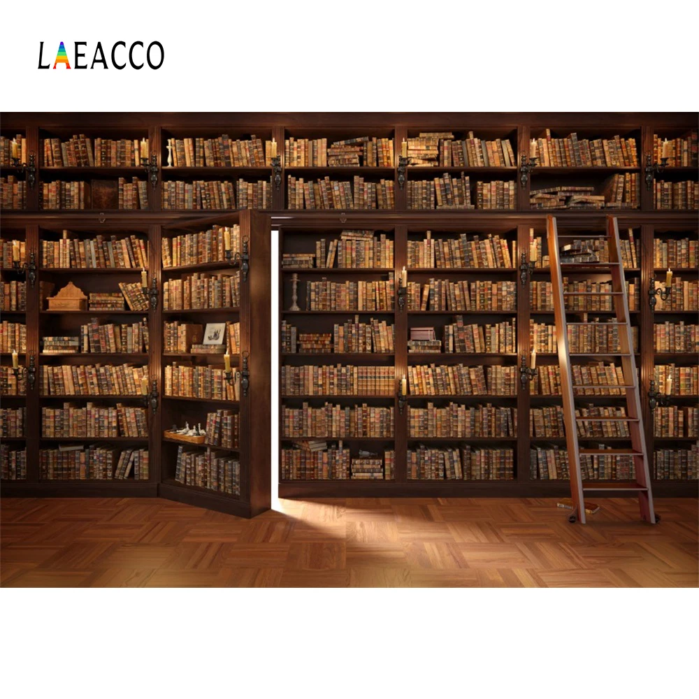

Laeacco Wooden Bookshelf Books Ladder Library Child Study Portrait Photography Backgrounds Photographic Backdrops Photo Studio