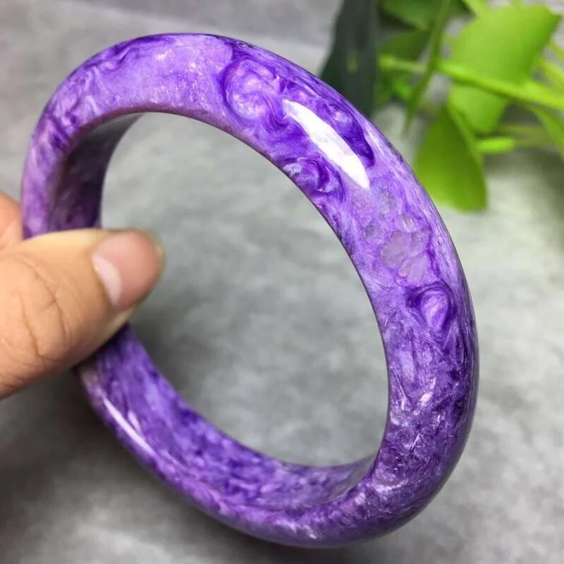

58.6mm Genuine Natural Purple Charoite Bangles Gemstone Crystal 13x.8.4mm Size For Women Female Gift Fashion Bangle Certificate