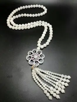 

Koraba Fine Jewelry Natural White Jade Bead Necklace, Fashionable Beautiful Lady's Best Present Free Shipping