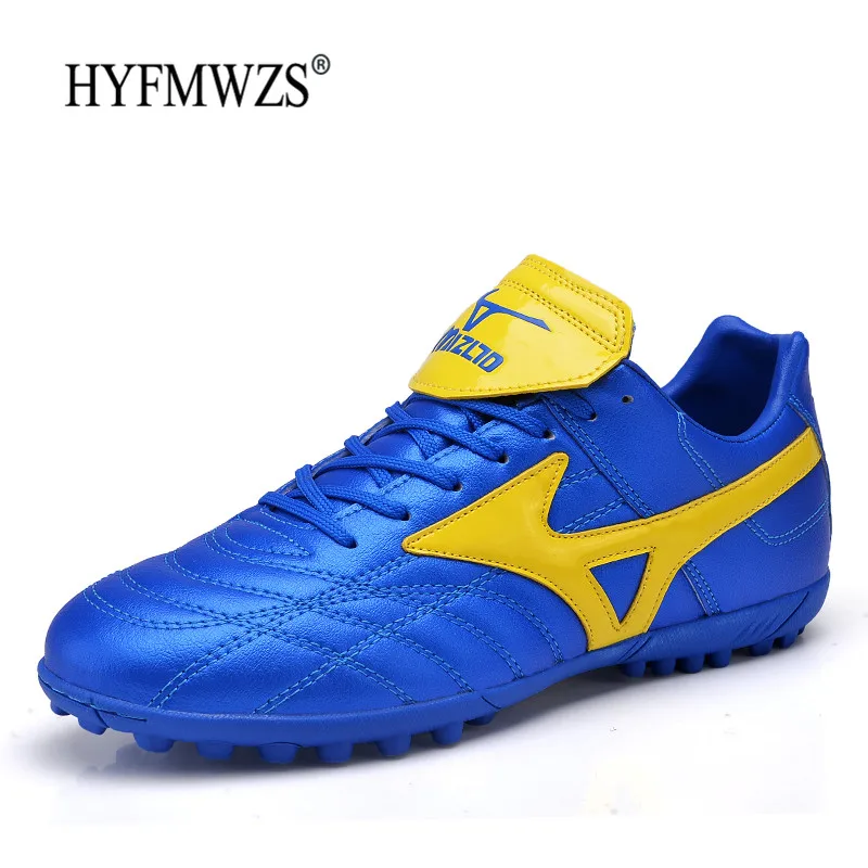 HYFMWZS Новинка Chuteira Futebol сверхтонкие кроссовки мужские футбольные бутсы Детская футбольная обувь противоскользящие футбольные бутсы для мальчиков - Цвет: Blue