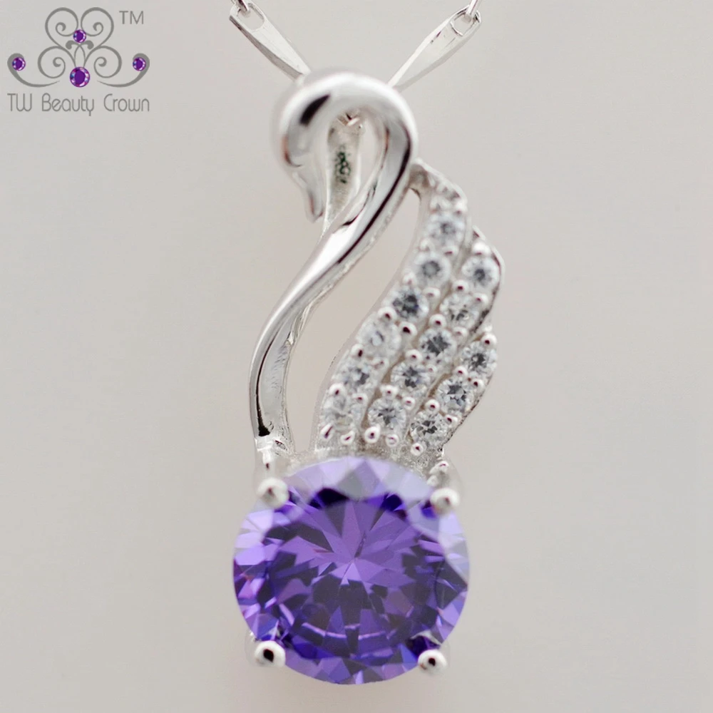 Elegant Cute Korean Fashion Jewelry Purple AAA Cubic Zirconia Lady Swan