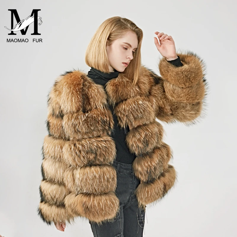 MAOMAOFUR пальто из натурального меха енота Женское зимнее теплое с длинными рукавами одежда женская натуральная меховая шуба натуральный мех куртка