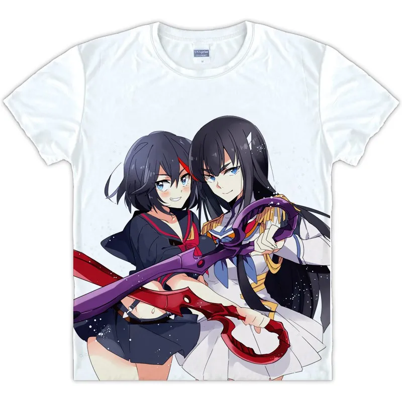Футболка унисекс с принтом аниме Kill La Matoi Ryuuko белая рубашка коротким рукавом топ
