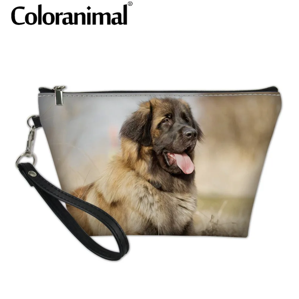 

Coloranimal Ladies Bag Luxury Leather PU Organizer Cosmetic Case Female Wash Kit Toiletry Pet Dog Leonberger Print Makeup Bag