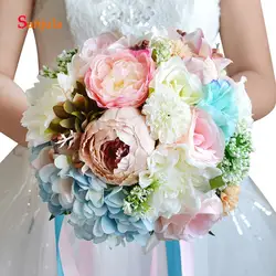 Высокое качество искусственные цветы ручной работы букет для невесты Красочный Свадебный букет невесты цветок ramo flores WB25