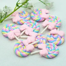 29X45mm Bebek Pembe Renk Polimer Kil Ilmek Lolipop | Polimer Kil Parti Dekorasyon Lolipop | Bebek Duş süslemeleri
