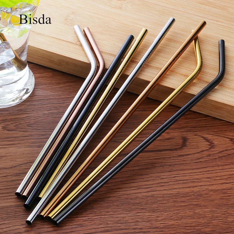 

4pcs/lot Stainless Steel Drinking Straws +1 Brush Reusable Bent Stainless Filter Straw Metal Drink Yerba Mate Tea Bar Accessorie