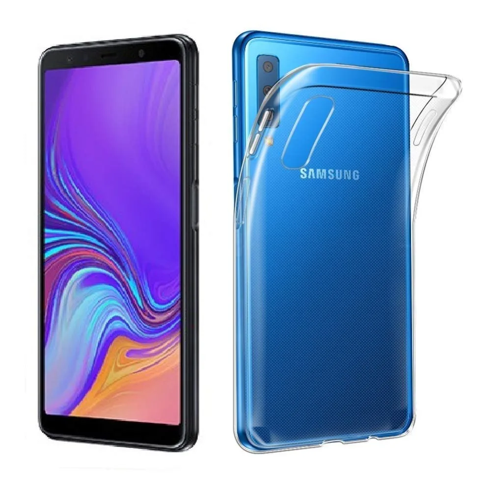 Чехол для Samsung Galaxy A7 2018 мягкий прозрачный силиконовый чехол задней панели