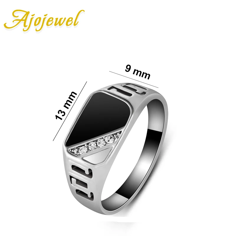 Ajojewel#7-12 хорошее качество мужские ювелирные изделия Модные черные эмалированные мужские кольца на палец с CZ