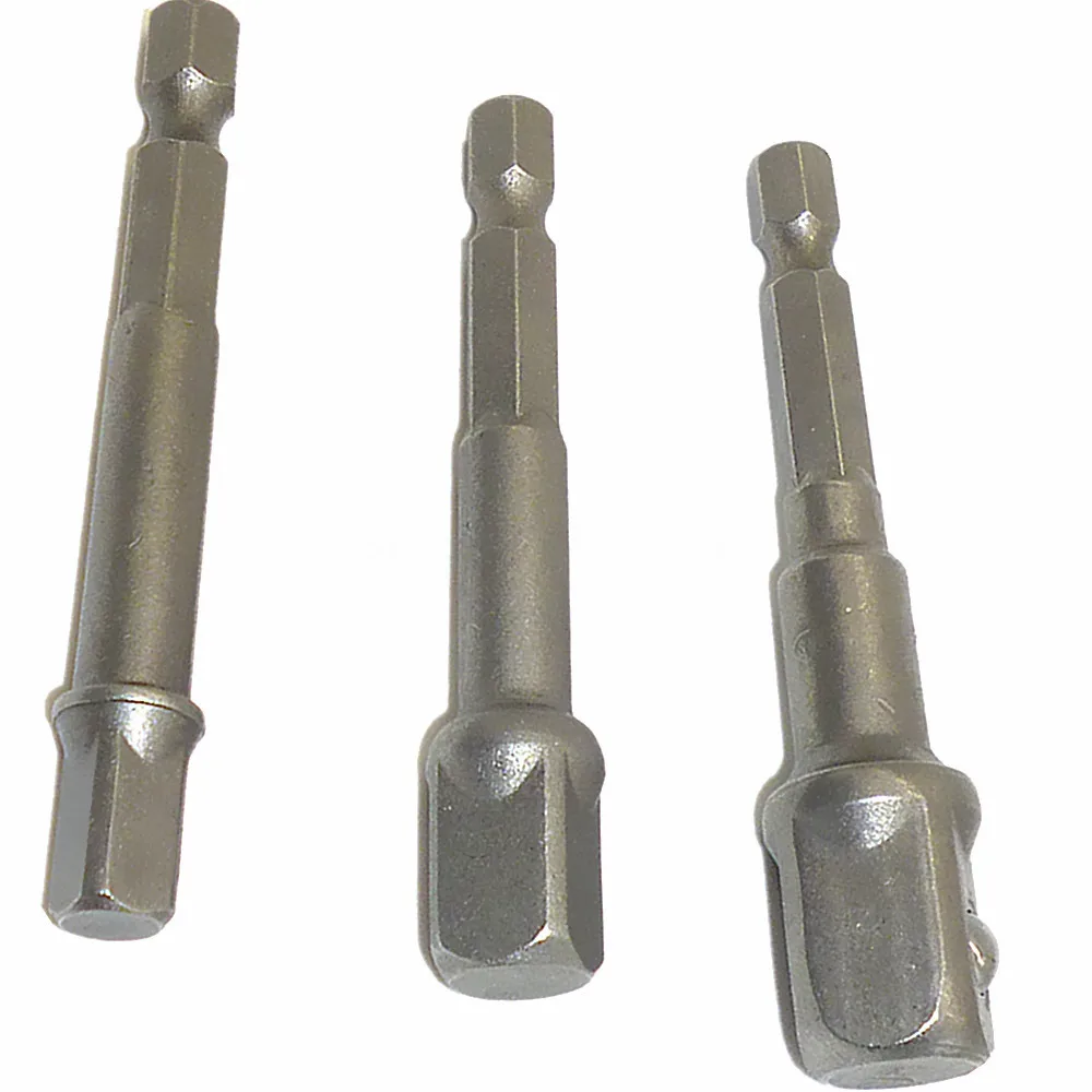 

3pc Hex Power Drill Bits Driver Socket Wrench Bit Adapter Extension Bar Bit 1/4" X 65mm Long, 3/8" X 65mm Long, 1/2" X 72mm Long