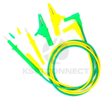 

DMM03E Y/G Test Lead Silicone Shrouded Right AngleInsulated+ 2mm test probe +Crocodile Clip