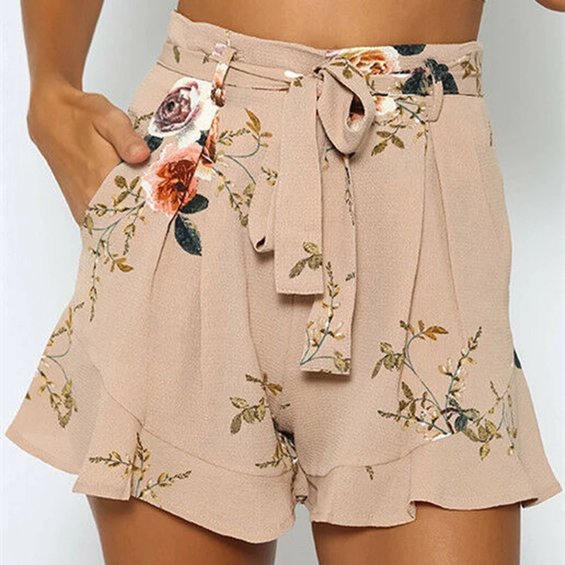 Woman High Waist Shorts 2019 Womens Floral Printed Casual Loose Short Bottom Ladies Sexy Boho Beach Shorts Summer Fashion Shorts