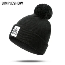 Зимняя шапка с вышивкой и принтом для женщин и мужчин, вязаная шапка, модная женская хлопковая шапка Кепка, мужская шапка Skullies Beanies унисекс
