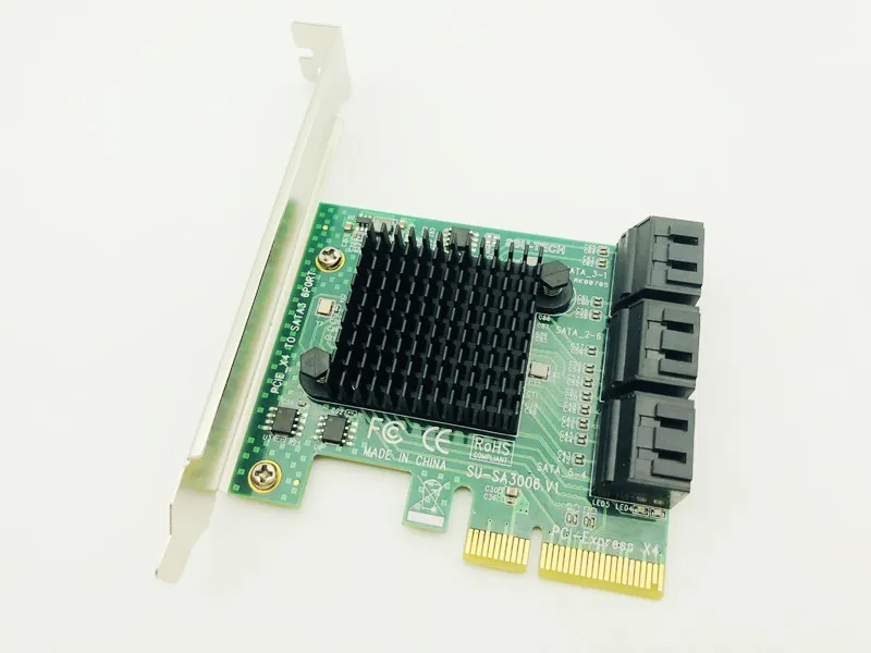 SATA карта 6 портов 3 0 PCI E Express плата контроллера с кронштейном SATAIII Гбит/с адаптера
