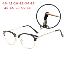 1-1,5-2-2,5-3-3,5-4 до-6,0 готовые очки для близорукости для женщин и мужчин металлическая оправа Ретро квадратные очки для студентов близорукость для унисекс