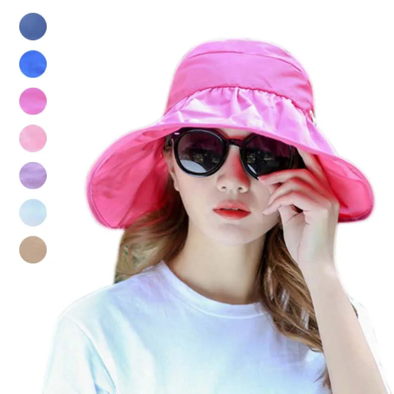 

Summer Outdoor Women Sun Hat Foldable Wide Brim UV Protection Beach Visor Cap XRQ88