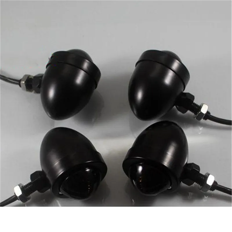 4 pcs Universal Black Motorcycle LED Turn Signal Indicators Light Amber Blinker Blinkers Flashers Smoke Lens for Harley |