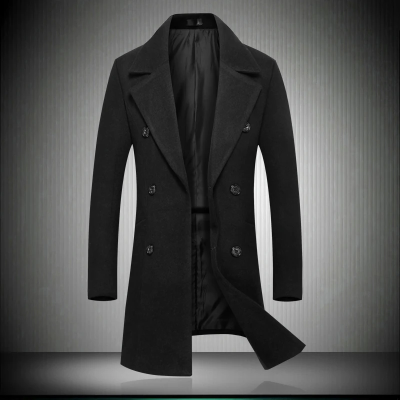 Зимние модные пальто для мужчин, высокое качество, шерсть, повседневный стиль, модный приталенный Тренч для мужчин, мужское классическое пальто, мужская куртка