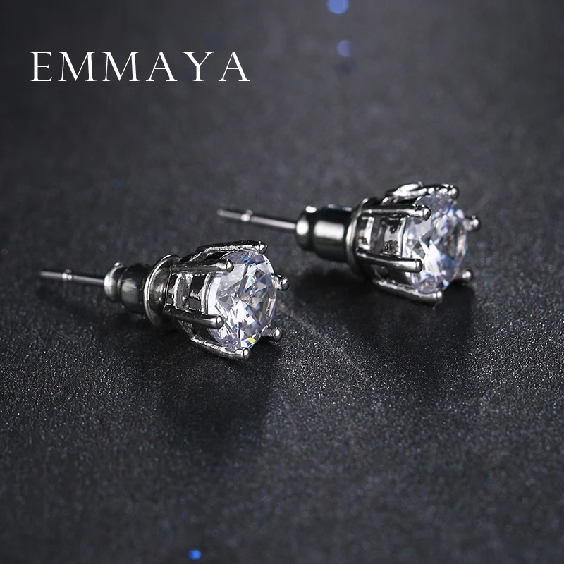 Emmaya новые серьги с белым кристаллом циркония круглой формы гвоздики для женщин