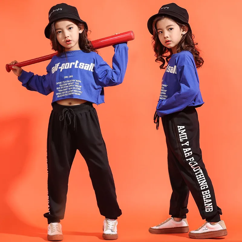 Children's Jazz Dance Costumes Set Korean Hip-hop Dancing Outfits Girls Vest Striped Pants Long Sleeve  Suit Jazz Dance Clothing (7)