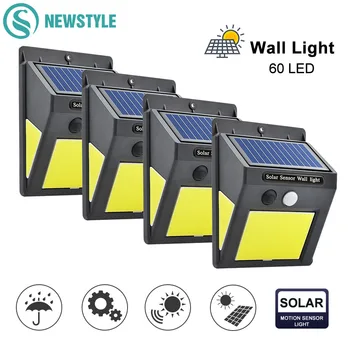 

48/60 LED COB Solar Power LED PIR Motion Sensor Light Waterproof Outdoor Wall Lamp IP65 Path Yard Garden Security Lamps