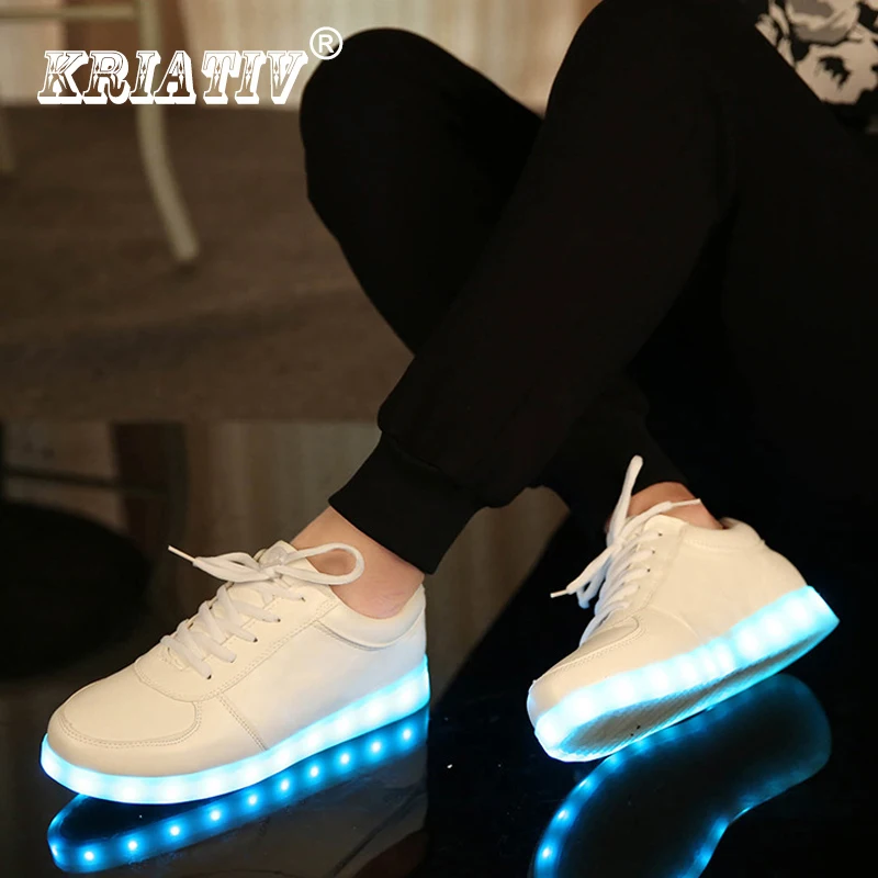 melhor Carregador USB KRIATIV tenis enfant led Light Up formadores Miúdo sapatos Casuais Menino Menina Tênis Sapato Brilhando Luminosa led chinelos