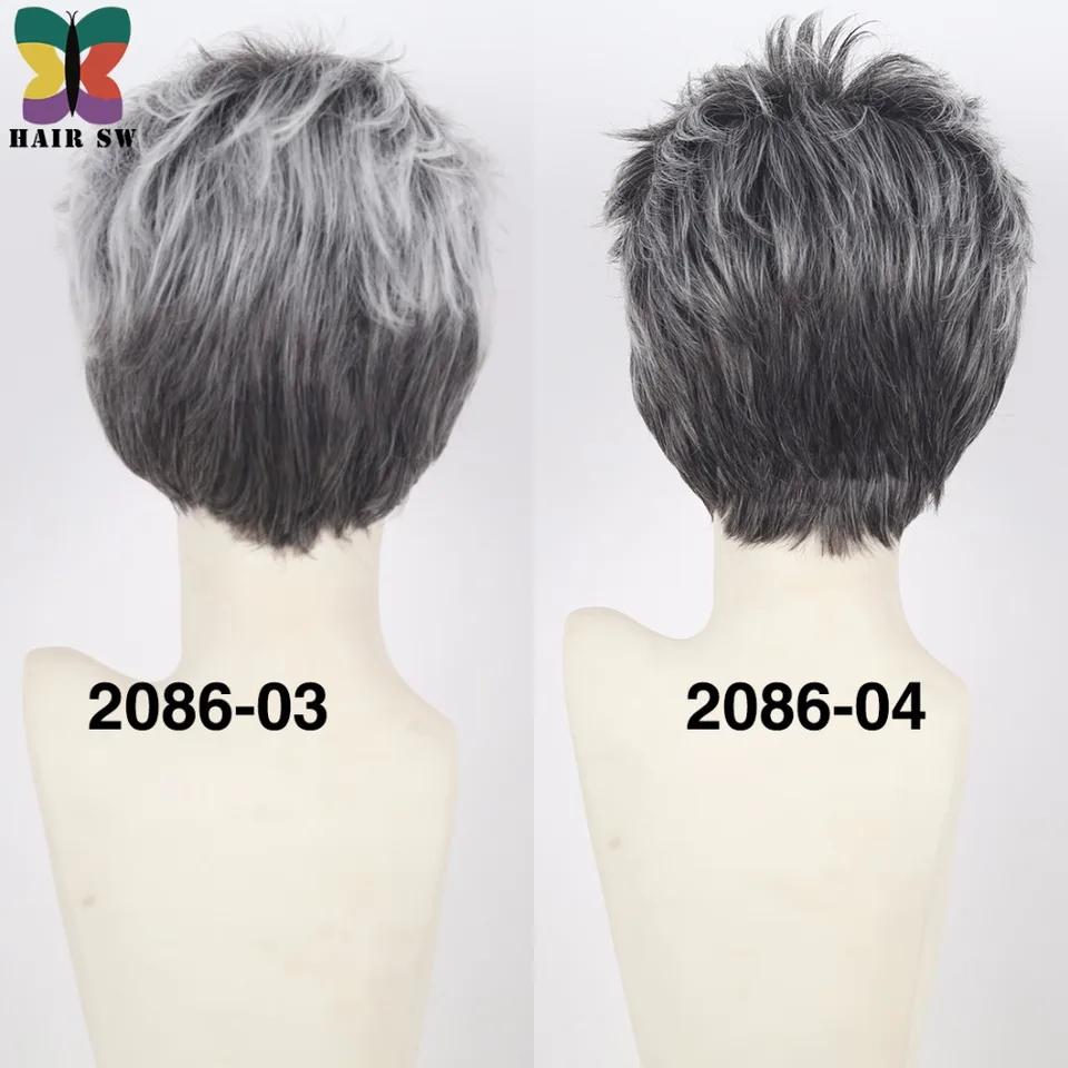 Hair Sw Natural Wave Short Gray Hairstyles Wig With Bangs