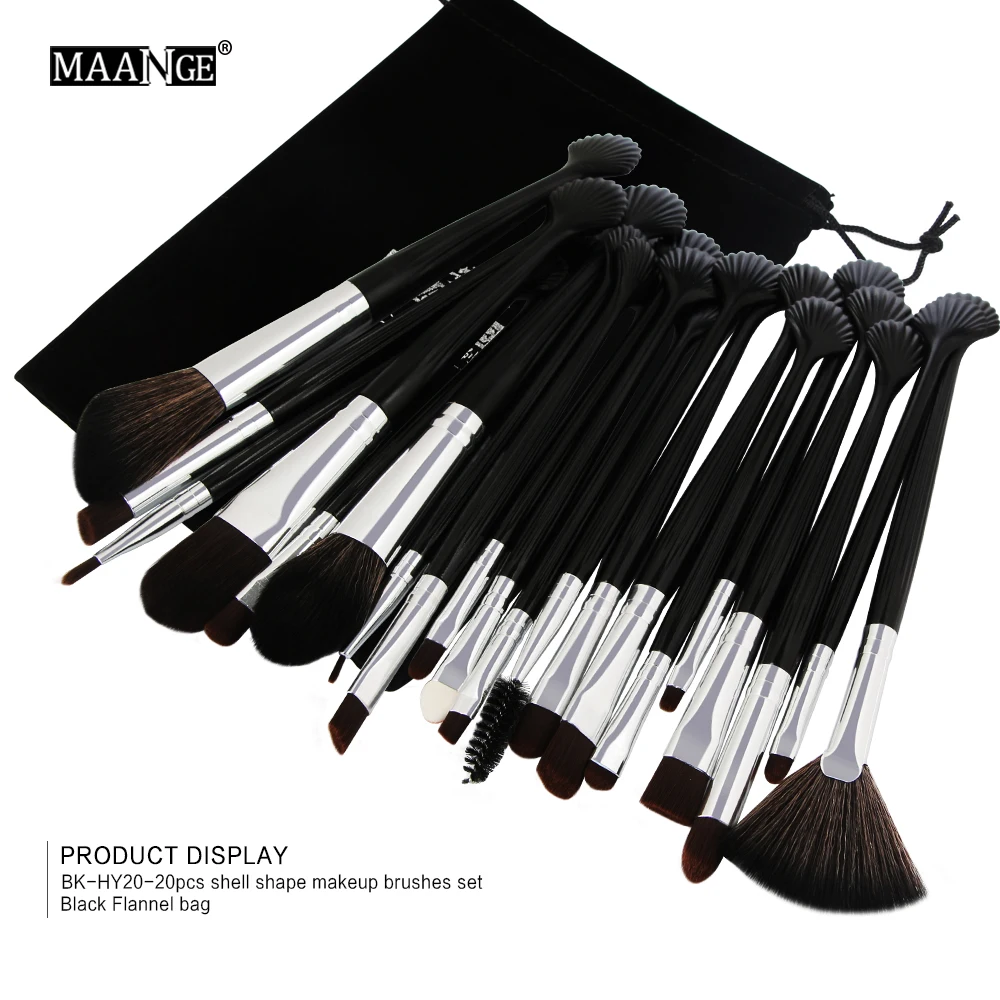 

MAANG 20pcs/set of Shell Makeup Brushes Powder EyeShadow Foundation Cosmetic Brush Beauty Tool Kit With Case Maquiagem Wholesale