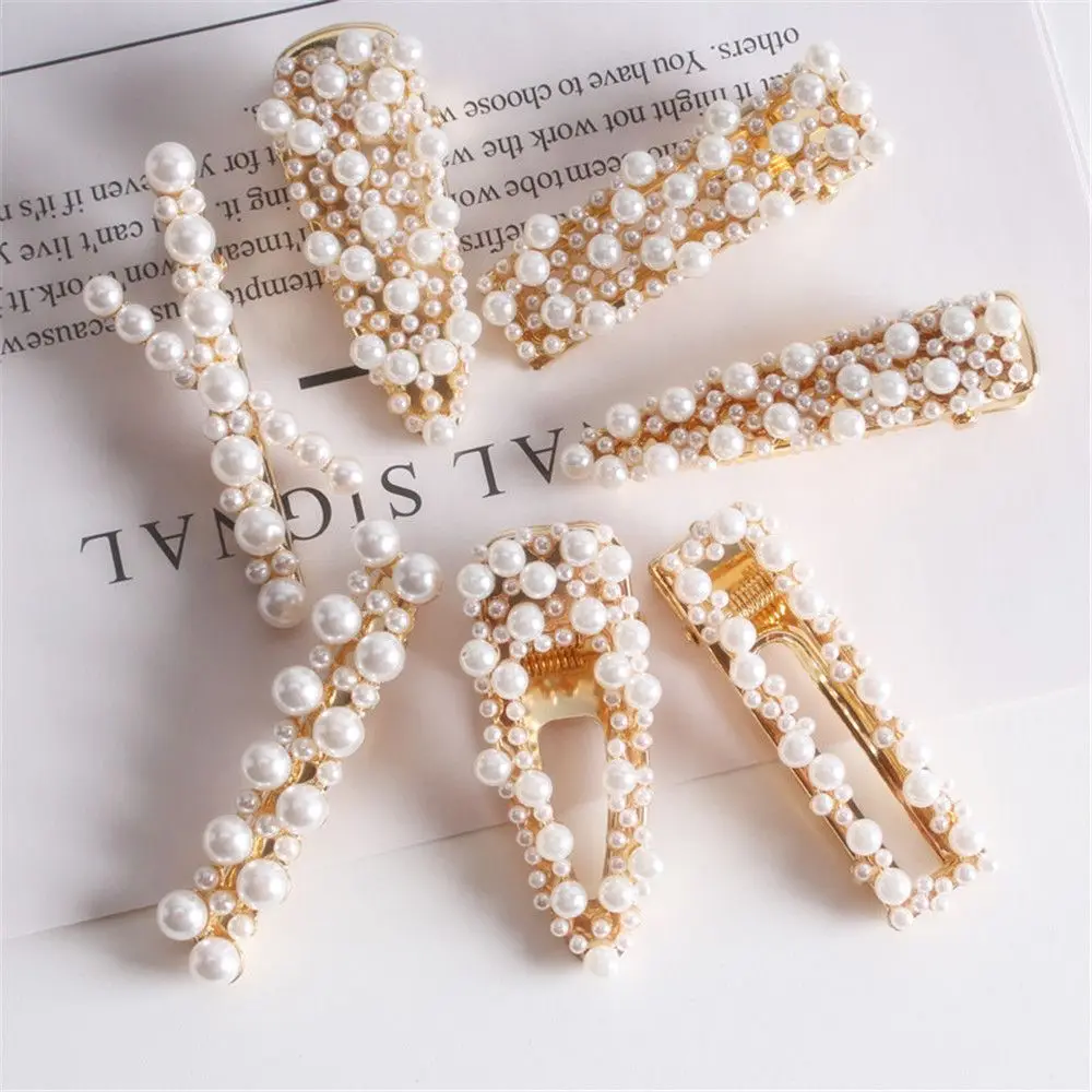 

New Korean Fashion Women Pearls Hair Clip Hairpins Barrettes Gold Color Metal Hair Accessories Chic Hair Styling Tools Hot