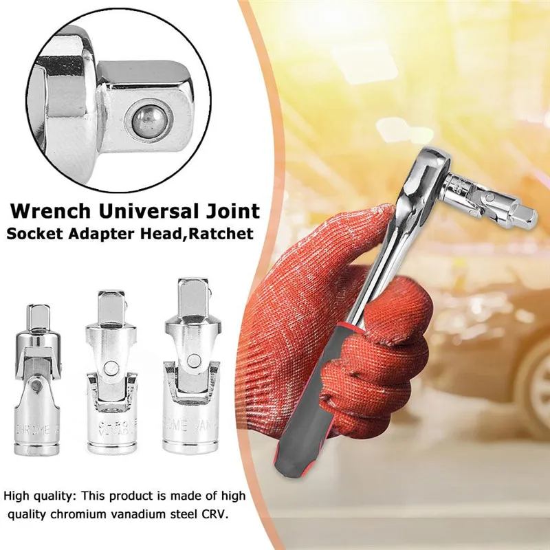 

3pcs Set Car Modification Ratchet Wrench Socket Adapter Quenching Heat Treatment Sleeve Bar Repair Swivel Joints