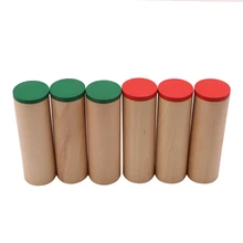 Baby Funny Wooden Montessori Sensorial Auditory Sound Boxes Cylinders Kids Baby Wooden Educational Toys 6PCS Set