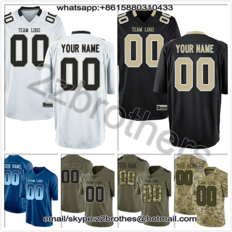 

Factory Wholesale Custom American Football Game Jerseys Design Logo Stitch Embroidered Team T-Shirt New Orleans Black White Men