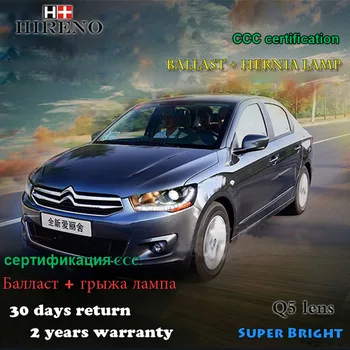 

Hireno Headlamp for 2014-2016 Citroen Elysee C-Elysee Headlight Assembly LED DRL Angel Lens Double Beam HID Xenon 2pcs